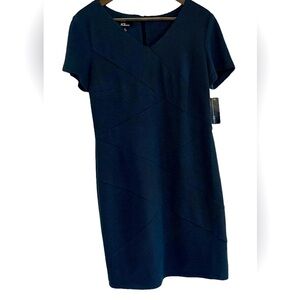 NWT AGB blue cross strip block short sleeve shift dress women 14
